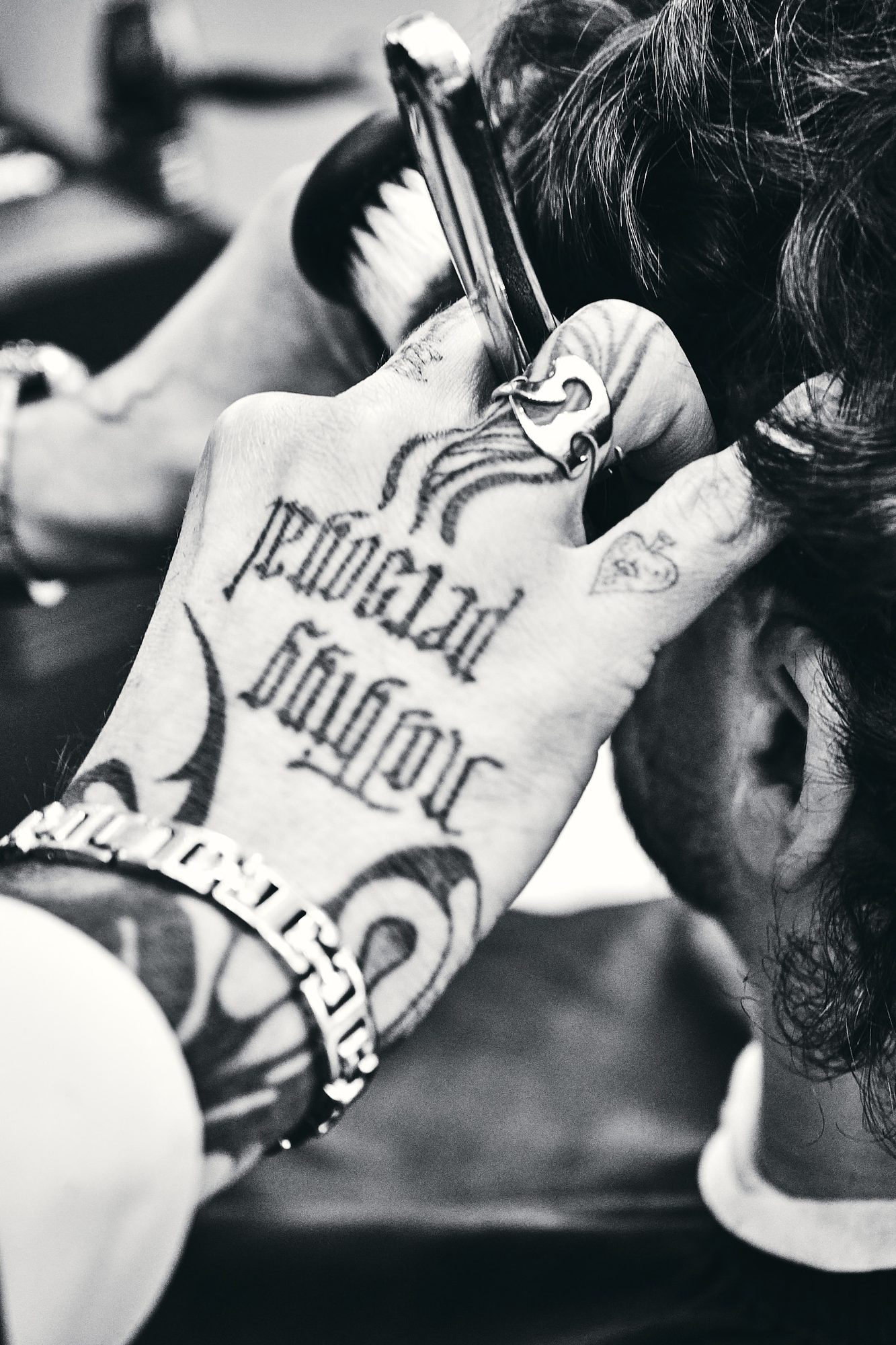 The artist's hands