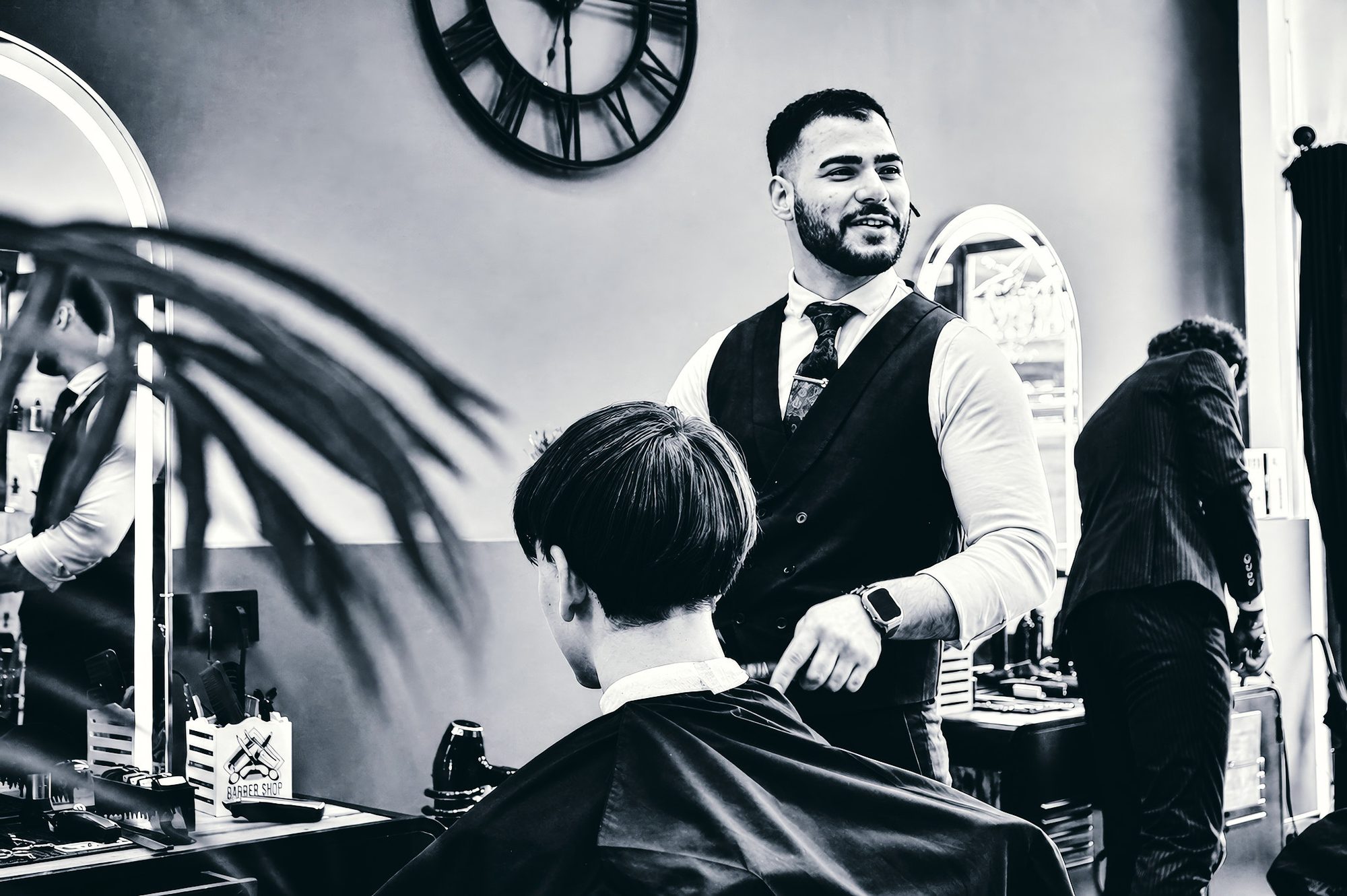 The regulars — barber and client