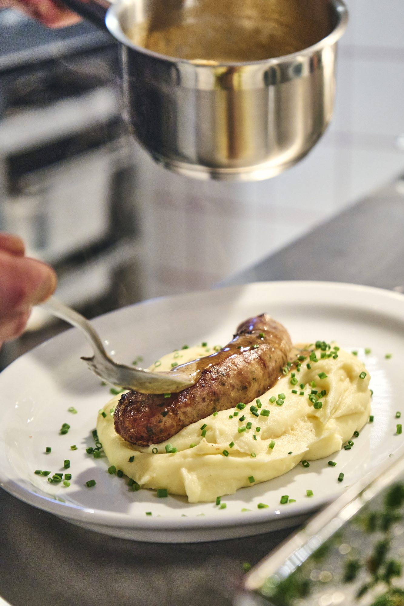 Sausage and purée