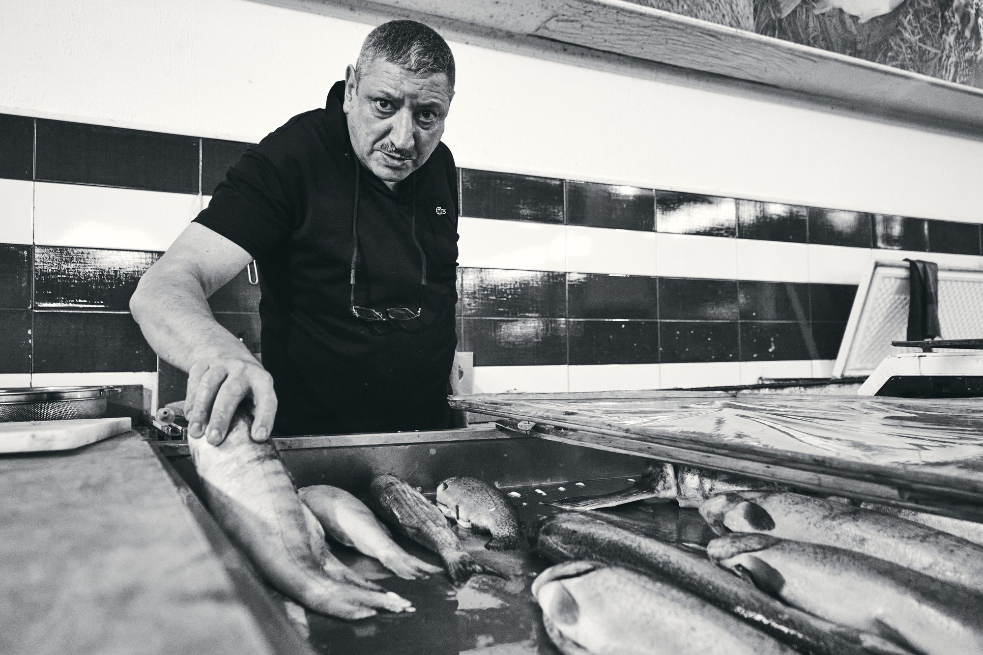 The Fishmonger — market portrait, Baku